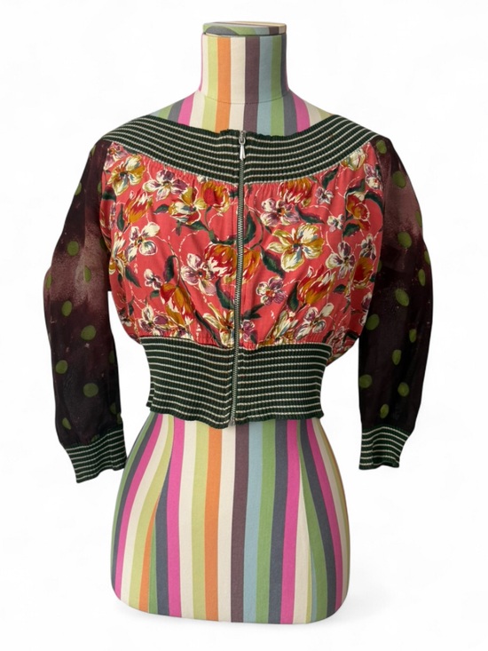 Jean Paul Gaultier Tops - *FLAWS* Vintage JPG Jean Paul Gaultier FEMME Mixed Print Striped Trim Top Floral